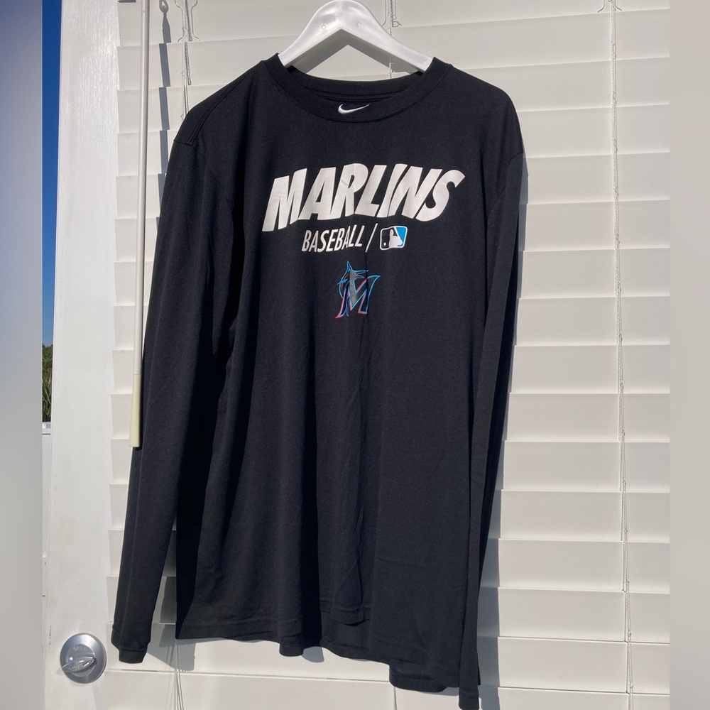 NIKE MLB - Miami Marlins Dri-FIT Long Sleeve Performance T-Shirt - XL